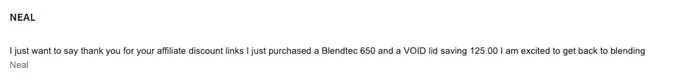 Blendtec Vacuum Blender and Lid Purchase Testimonial